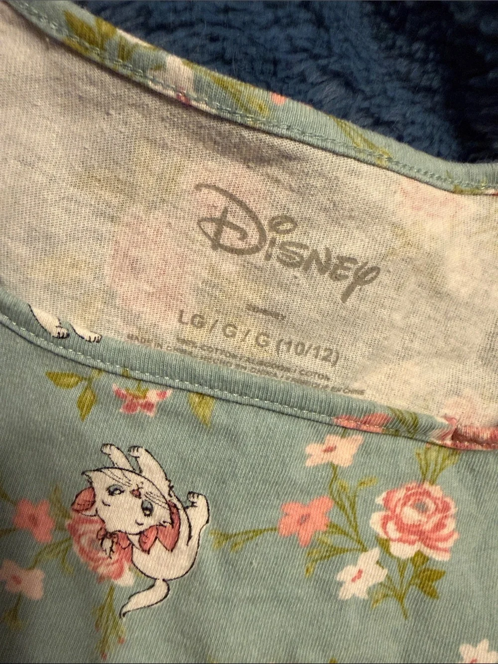 Disney Girls' Seafoam Green Floral Dress with Pink Roses and Marie Kitten